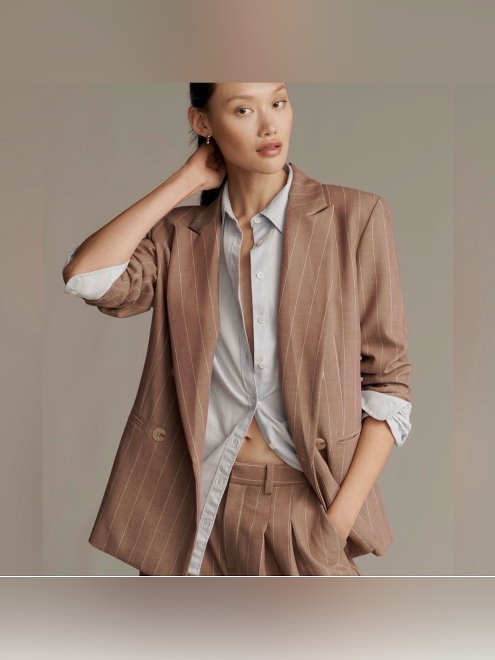 Anthropologie The Rue Oversized Blazer by Mauve size M